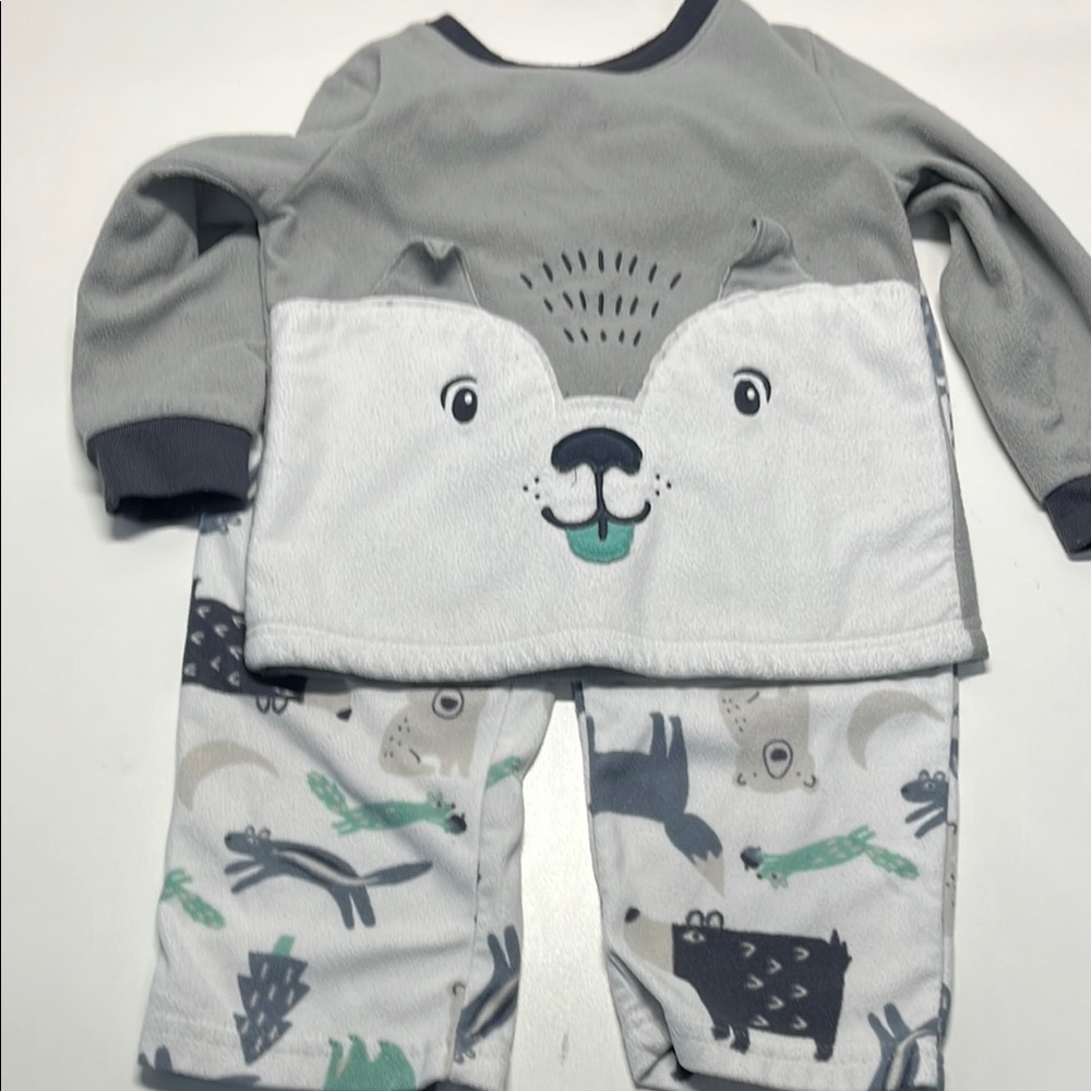 Carters Gray and White Kids Pajamas with Animal Print